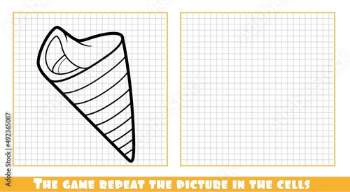 Spiky cone shell clam outlined the game repeat the picture in the cells