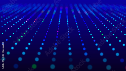 Abstract background from dots and lines. Wave of musical sounds. 3D rendering.