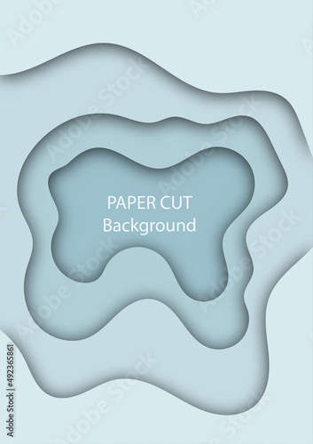 3d blue stratosphere color tone abstract background, papercut shape style.Design layout for business presentations, cards, brochures, banners. 