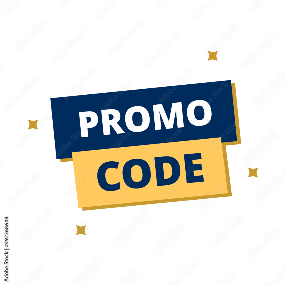 Obraz premium promo code dark blue yellow flat label