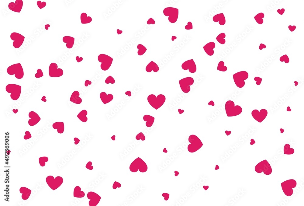 Red heart background. Love confetti background