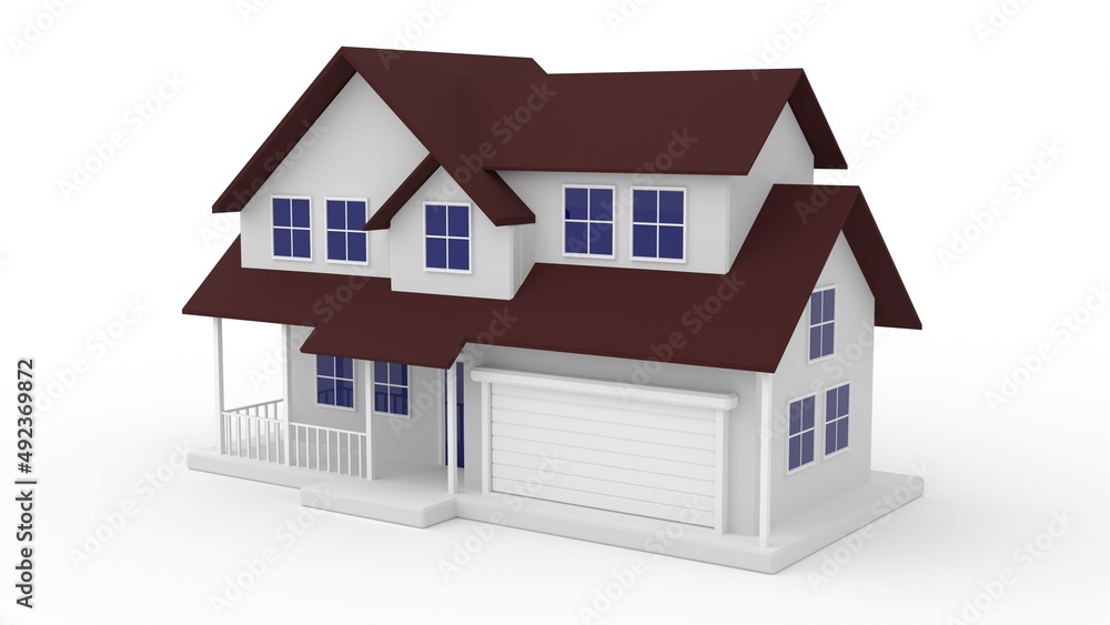 3d rendering of cozy house with garage Isolated on white 3d rendering of cozy house with garage Isolated on white