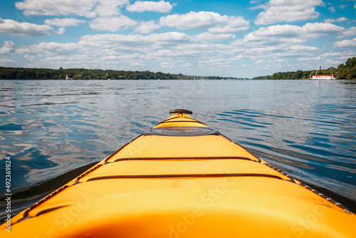 Enjoying a calm day on a lake