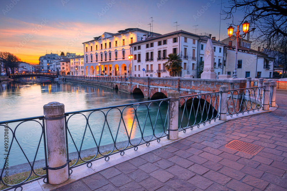 Treviso, Italy. Cityscape image of Treviso, Italy with University of Padua at spring sunset.