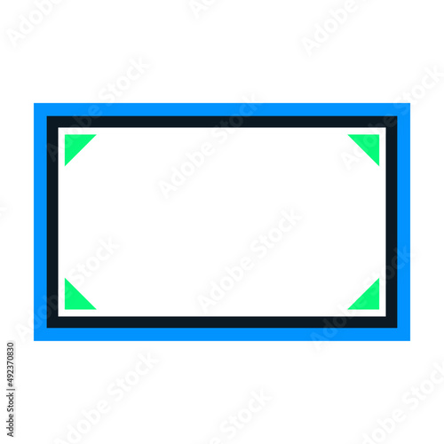 Rectangle border black blue green flat design