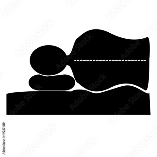 correct sleeping position sign. orthopedic symbol. orthopedic and trauma rehabilitation. flat style.