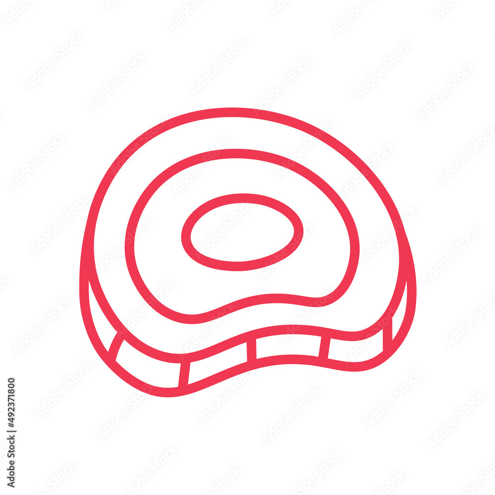 Slice of red meat vector icon Meat icon Beef meat illustration Bacon Contour isolated image on white background Slice of red meat vector icon Meat icon Beef meat illustration Bacon Contour isolated image on white background