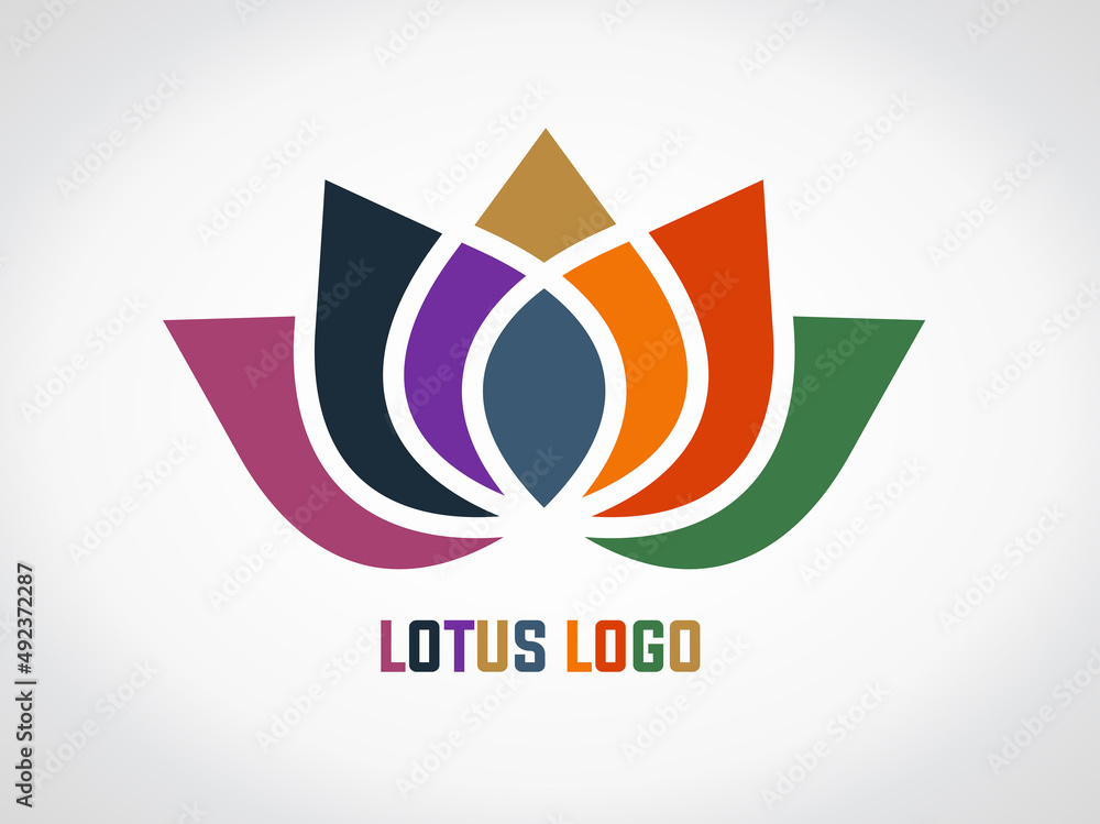Colorful lotus flower themed logo. Lotus flower logo that can be used for zen, spa and relaxation Colorful lotus flower themed logo. Lotus flower logo that can be used for zen, spa and relaxation
