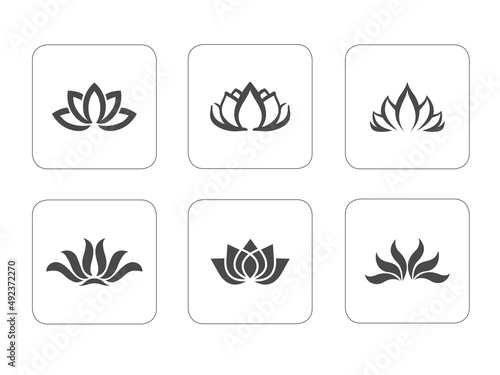 Fototapeta Naklejka Na Ścianę i Meble -  Lotus flower vector. lotus design elements for logo. in black color set