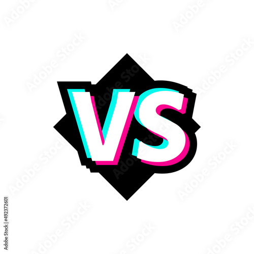 battle vs icon cyan pink color flat design