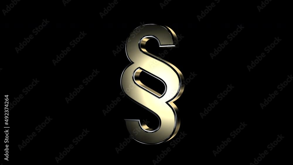Paragraph Zeichen in gold als 3D-Animation. 4K transparente Videoanimation Logo mit Alpha-Kanal. Paragraph Zeichen in gold als 3D-Animation. 4K transparente Videoanimation Logo mit Alpha-Kanal.