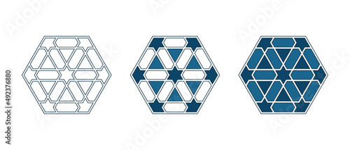 Set of Islamic traditional rosettes for greetings cards decoration and design isolated on white backgrounds. Vector illustration.