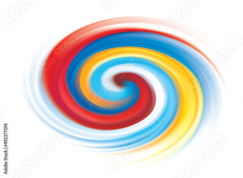 Vector drawing swirl Ukrainian and Russian flags pattern