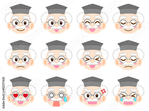 科学者の顔アイコンイラスト素材＿線なし