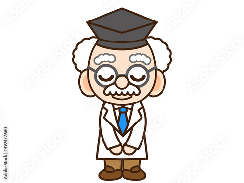 お辞儀する科学者のイラスト素材＿ベクター