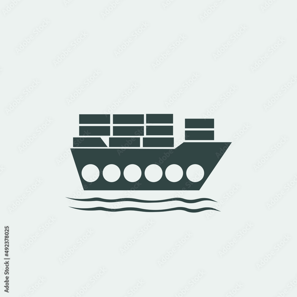 cargo ship vector icon illustration 