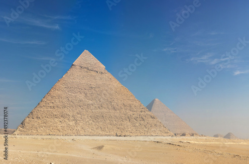 Big pyramid in the empty place of the desert.
