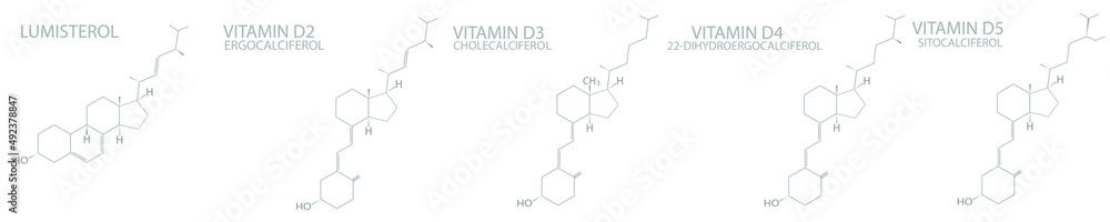 Vitamin D molecular skeletal chemical formula.	