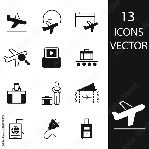Airport icons set . Airport pack symbol vector elements for infographic web