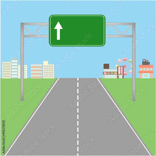 看板のある道路