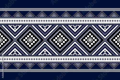 Geometric ethnic oriental seamless pattern traditional Design for background,carpet,wallpaper.clothing,wrapping,Batik fabric,Vector illustration.embroidery style - Sadu, sadou, sadow or sado