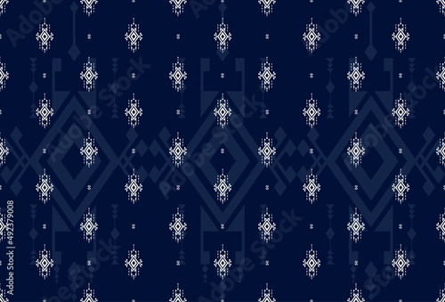Geometric ethnic oriental seamless pattern traditional Design for background,carpet,wallpaper.clothing,wrapping,Batik fabric,Vector illustration.embroidery style - Sadu, sadou, sadow or sado