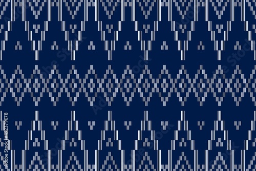 Geometric ethnic oriental seamless pattern traditional Design for background,carpet,wallpaper.clothing,wrapping,Batik fabric,Vector illustration.embroidery style - Sadu, sadou, sadow or sado