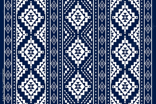 Geometric ethnic oriental seamless pattern traditional Design for background,carpet,wallpaper.clothing,wrapping,Batik fabric,Vector illustration.embroidery style - Sadu, sadou, sadow or sado