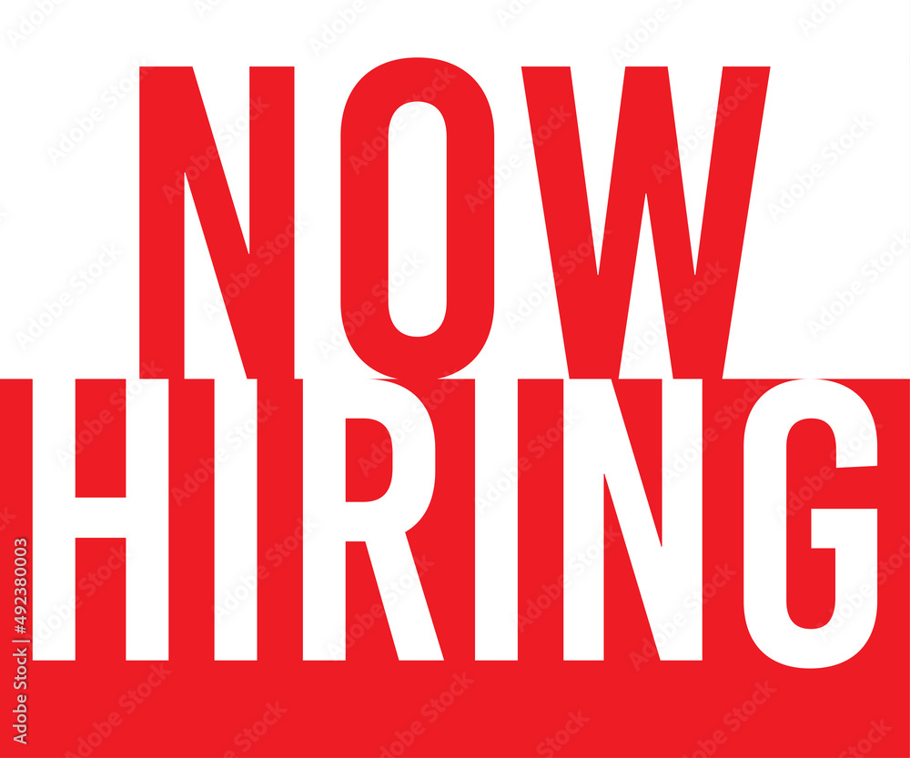 Now Hiring Typography Text on Red and White Background Now Hiring Typography Text on Red and White Background