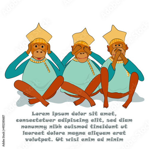 Conceptual vector with monkeys in Russian clothes