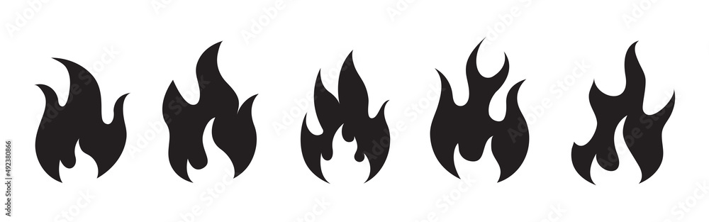 Fire flame flat icon set. Fire flame symbol flat style collection Fire flame flat icon set. Fire flame symbol flat style collection