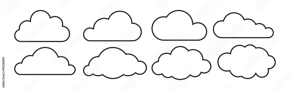 Cloud line icons set Cloud line icons set