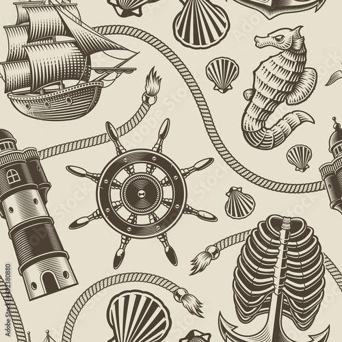 Black and white background on the nautical theme