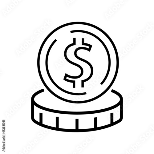 money Icon Vector. Payment system. Coins and Dollar cent . Flat design style. Business concept.