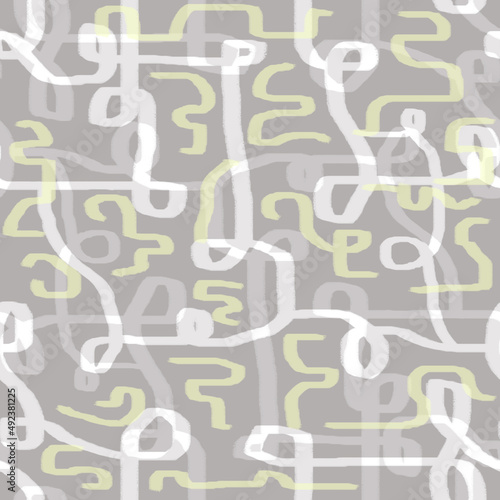 Doodle style pattern  seamless pattern  design  texture in gray palette  urban  linear  tribal.