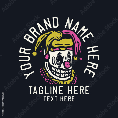 smiling clown skeleton vintage t shirt design template photo