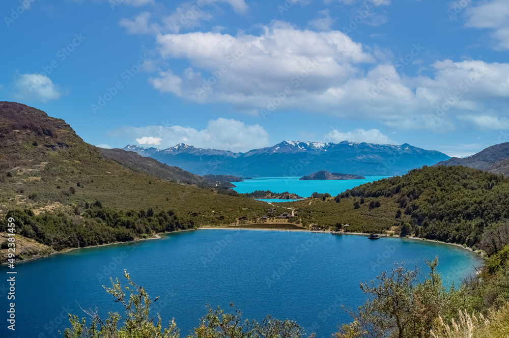 Scenic view of Lake Bertrand in Patagonia, Aysen, Chile