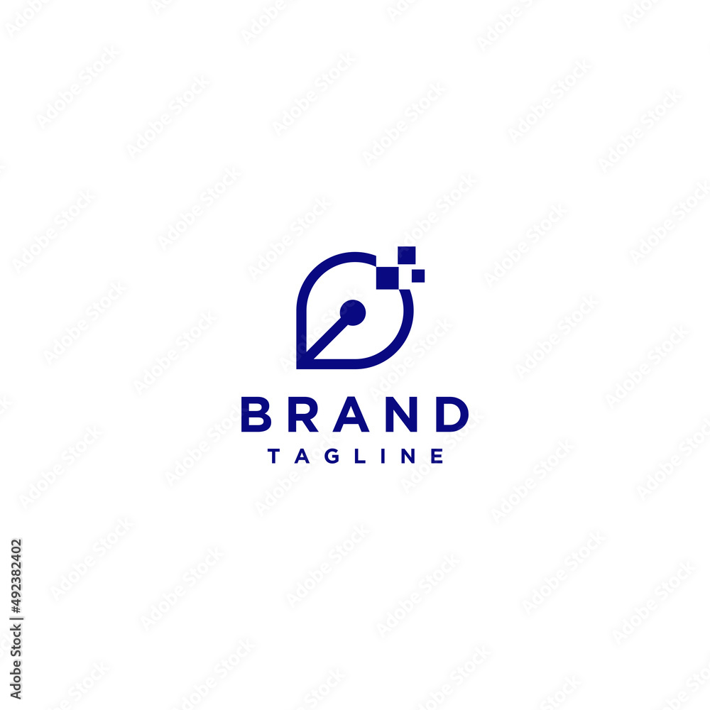 Pen Tip Logo Design with Pixel Accent. Simple education logo design based digital technology. Pen Tip Logo Design with Pixel Accent. Simple education logo design based digital technology.