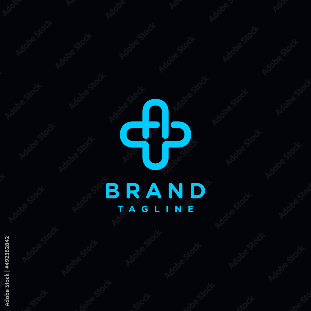 Simple Letter A Plus Logo Design. Letter A With Continuous Lines Forming Medical Icons. Simple Letter A Plus Logo Design. Letter A With Continuous Lines Forming Medical Icons.