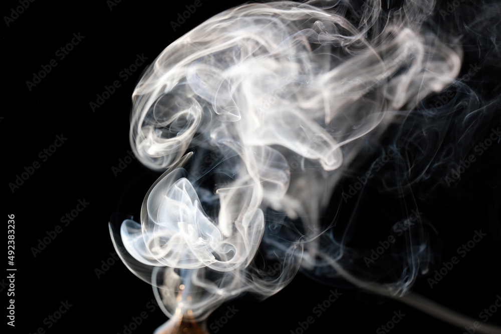 Fototapeta premium White smoke abstract on black,Abstract white some on black background