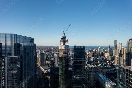 View over downtown Chicago on clear day