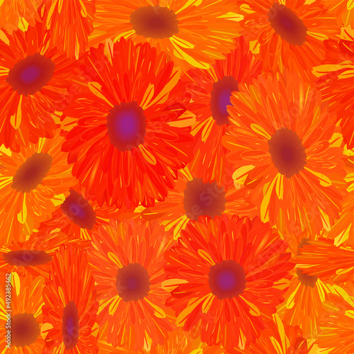 Seamless pattern yellow-orange flower  file EPS.8 illustration.