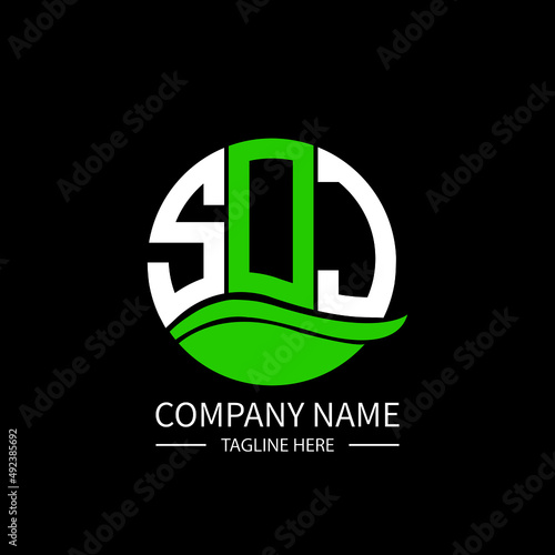 SOJ logo monogram isolated on circle element design template, SOJ letter logo design on black background. SOJ creative initials letter logo concept. SOJ letter  design. photo