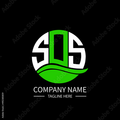 SOS logo monogram isolated on circle element design template, SOS letter logo design on black background. SOS creative initials letter logo concept.  SOS letter design.