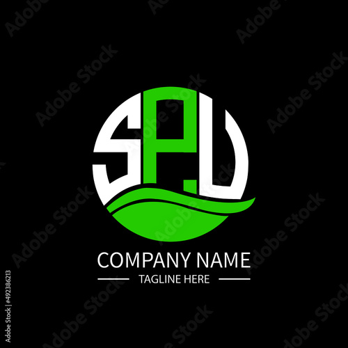 SPU logo monogram isolated on circle element design template, SPU letter logo design on black background. SPU creative initials letter logo concept.  SPU letter design. photo