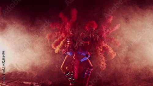 circus performers. clown girls, carnival. halloween