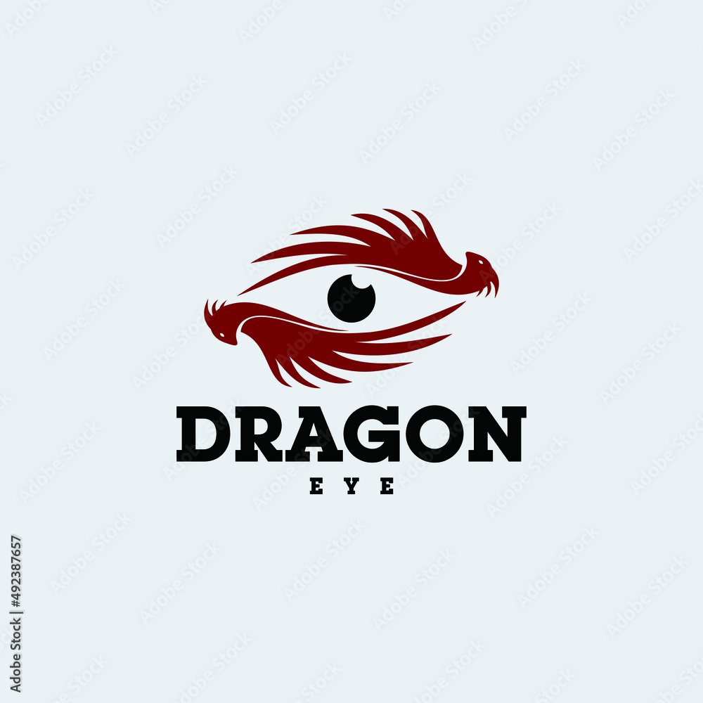 dragon eye logo with flying dragon vector illustration dragon eye logo with flying dragon vector illustration