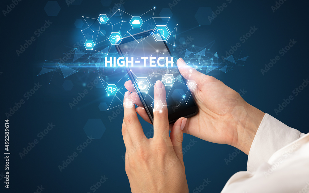 Hand using smartphone with technology concept Hand using smartphone with technology concept
