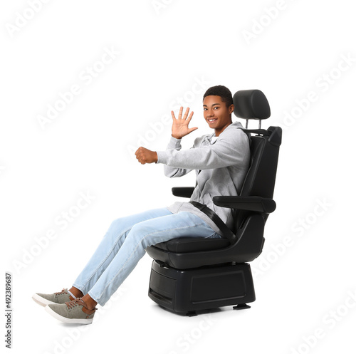 African-American man in car...