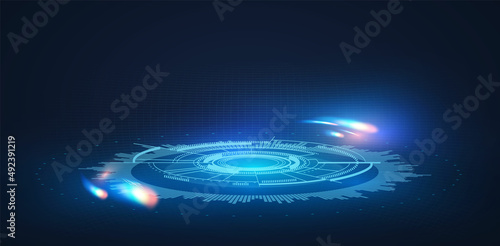 Abstract futuristik background with geometric elements and light effects. Screen design template,